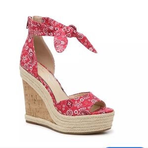 Jessica Simpson Red Greydon Espadrille Wedge Sandal Size 8